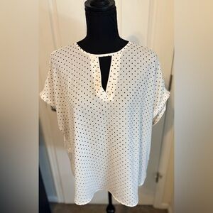 Maurices Polka Dot Cutout Short Sleeved Blouse